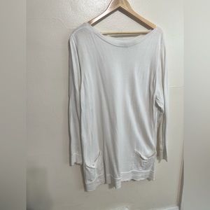 Plus Size White Jean Pierre Sweater Tunic with Pockets